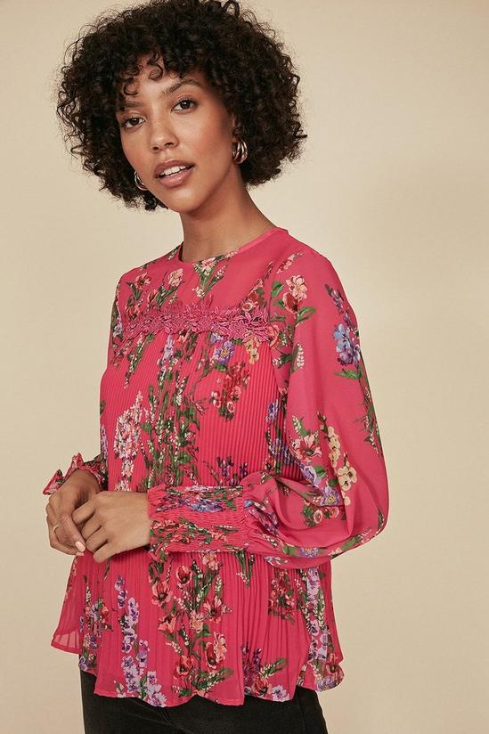 Oasis Printed Pleated Trim Detail Blouse 2