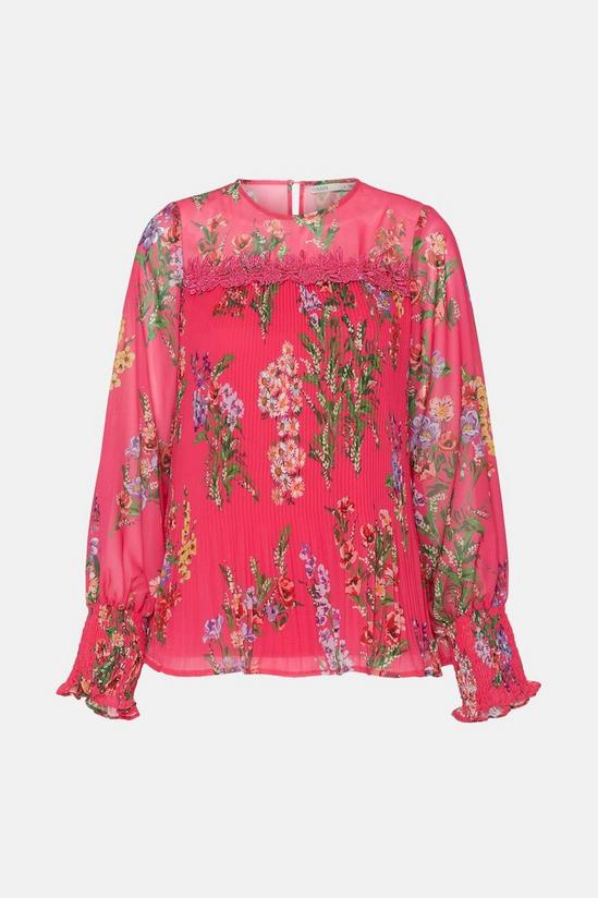Oasis Printed Pleated Trim Detail Blouse 5