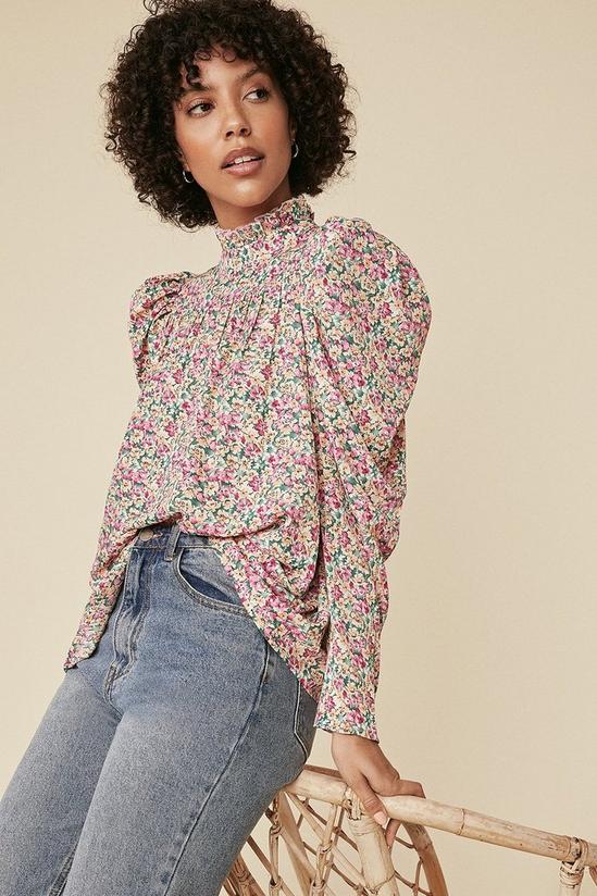 Oasis Floral Puff Sleeve Blouse 1