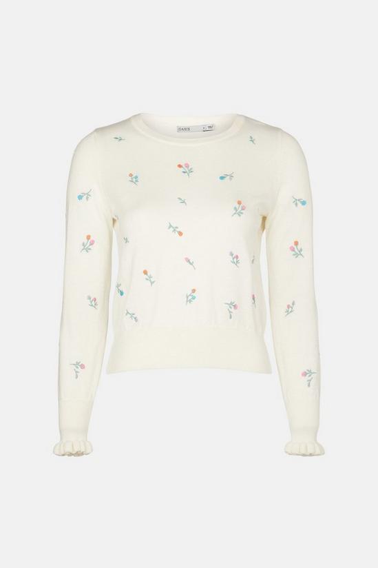 Oasis Ditsy Floral Embroidered Crew Jumper 5