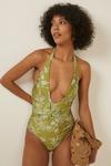 Oasis Shiny Tropical Bird Belted Swimsuit thumbnail 1