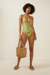 Oasis Shiny Tropical Bird Belted Swimsuit thumbnail 2
