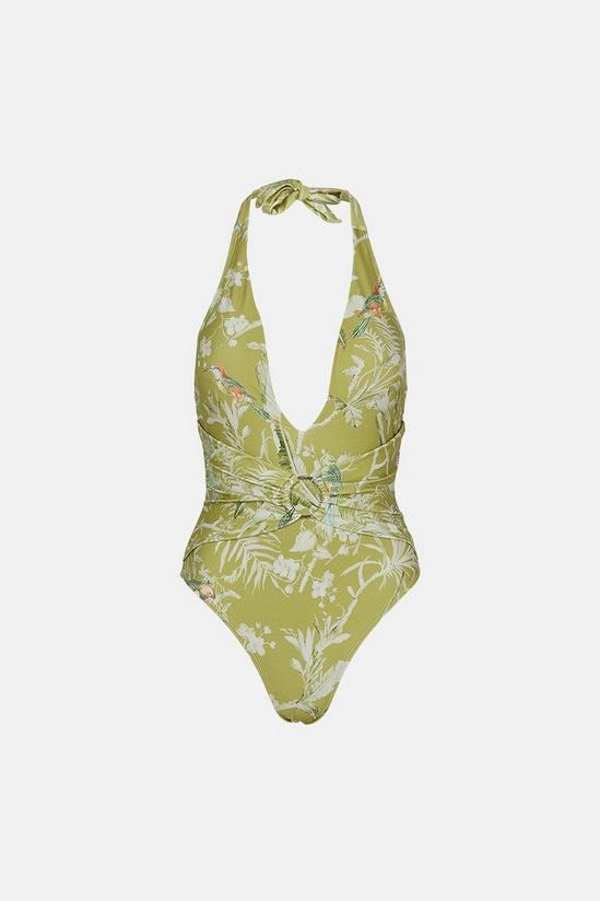 Oasis Shiny Tropical Bird Belted Swimsuit 5