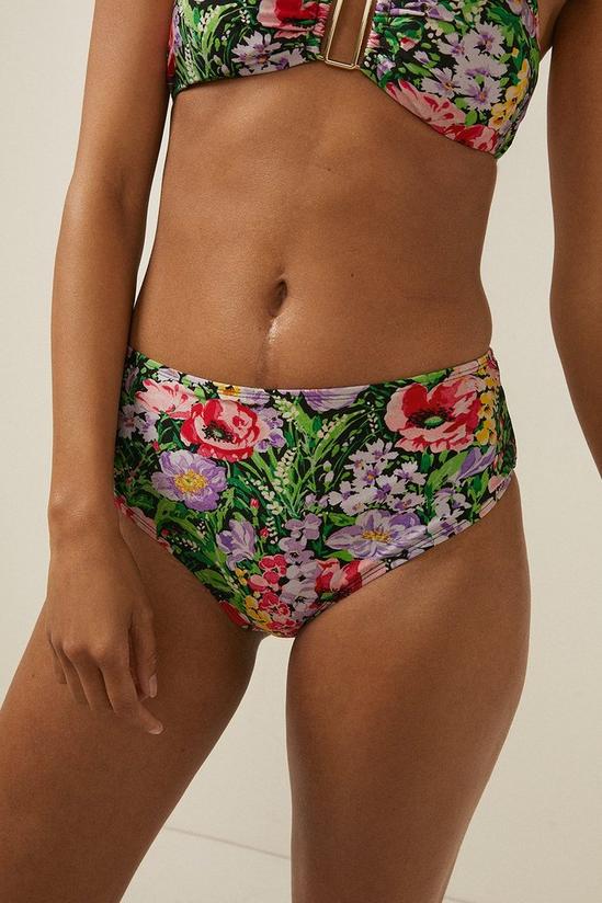 Oasis Shiny Floral High Waist Bikini Bottom 2