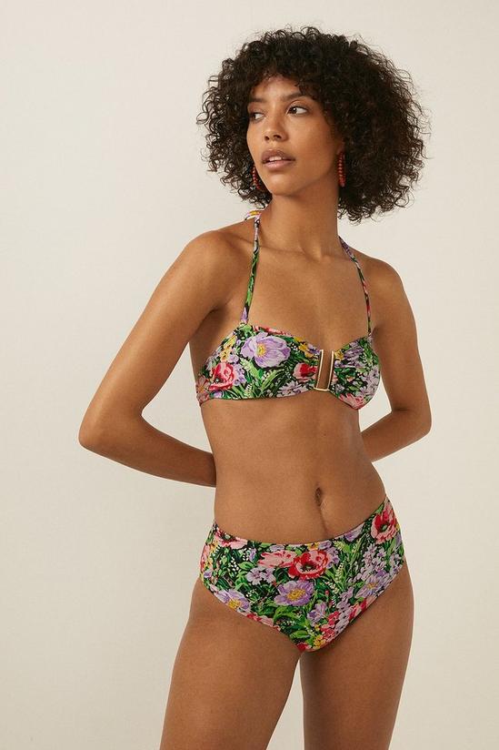 Oasis Shiny Floral High Waist Bikini Bottom 4