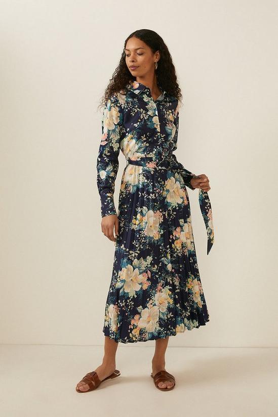 Oasis Large Floral Pleated Shirt Dress 6
