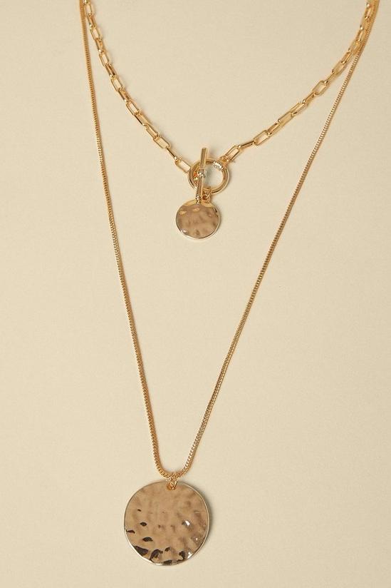 Oasis Layer Hammered Disc Pendant Necklace 2