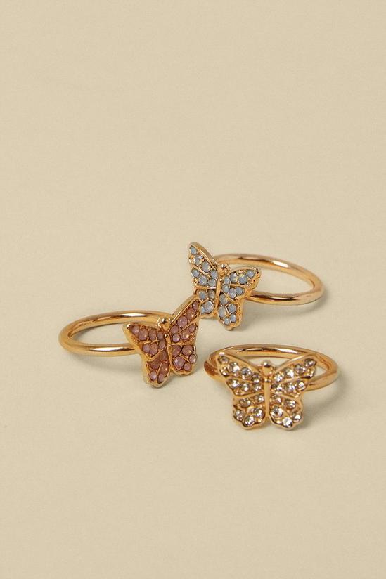Oasis Pave Butterfly 3 Pack Rings 2