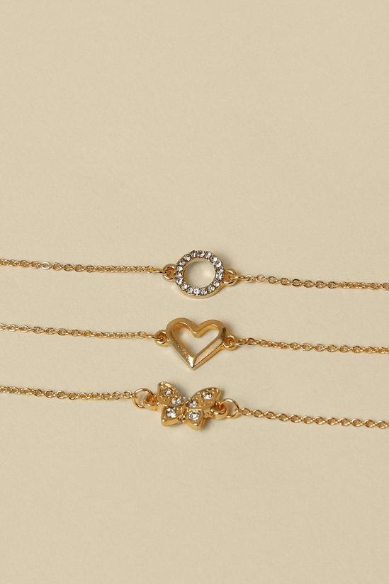Oasis Heart And Butterfly Anklet 3 Pack Set 2