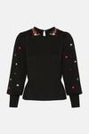 Oasis Embroidered Sleeve Collared Jumper thumbnail 2
