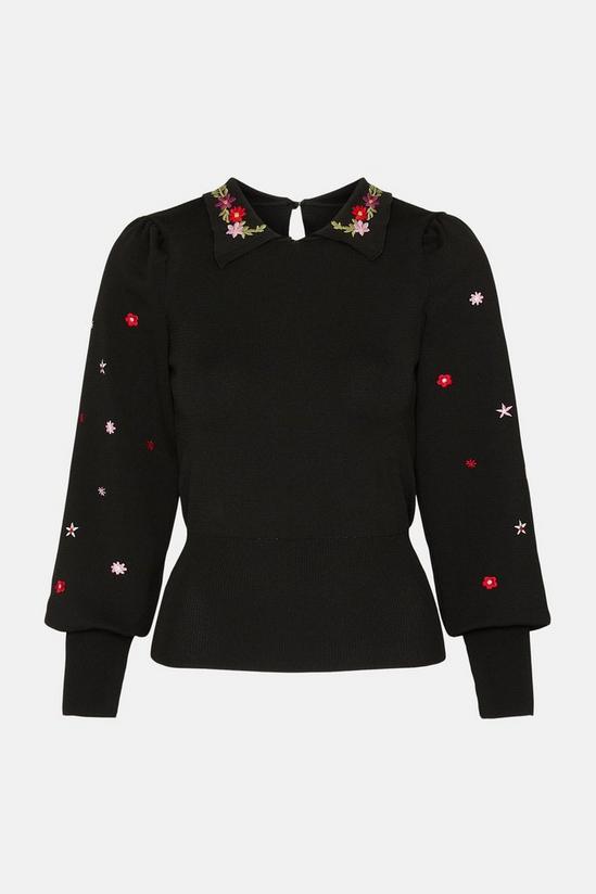 Oasis Embroidered Sleeve Collared Jumper 2