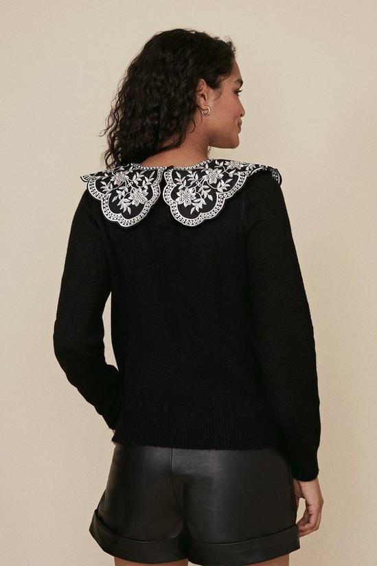Oasis Embroidered Woven Collar Jumper 3