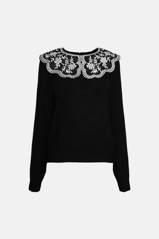 Oasis Embroidered Woven Collar Jumper 4