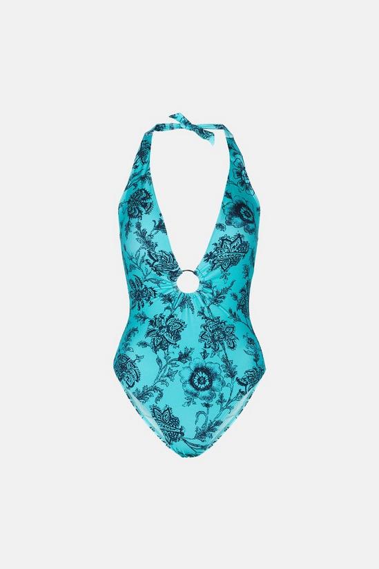 Oasis Shiny Floral Hoop Plunge Swimsuit 5