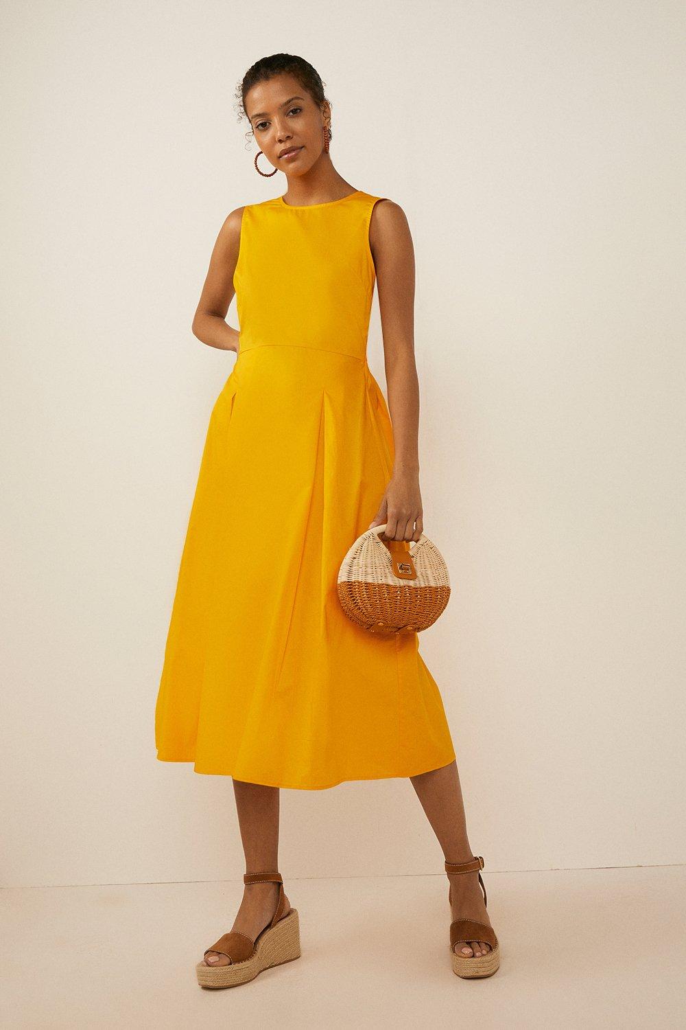 Warehouse open back hotsell midi dress yellow