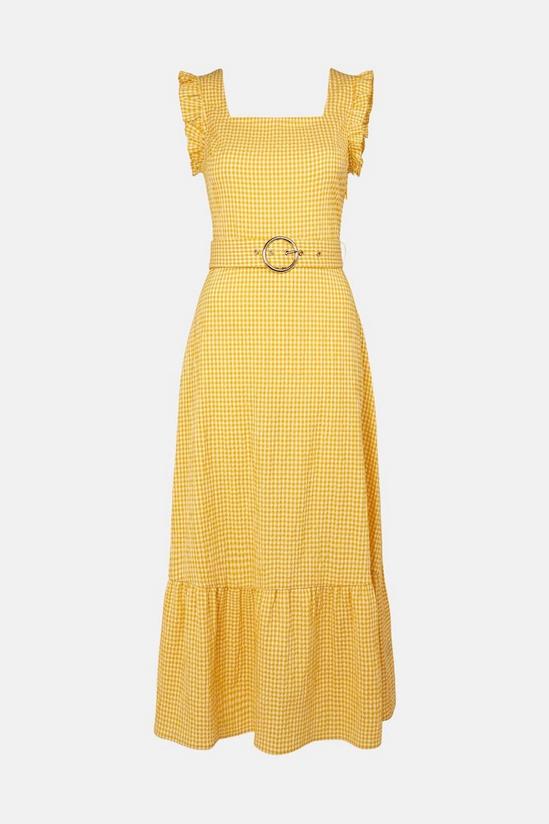 Oasis Yellow Gingham Ruffle Sleeve Midi Dress 5