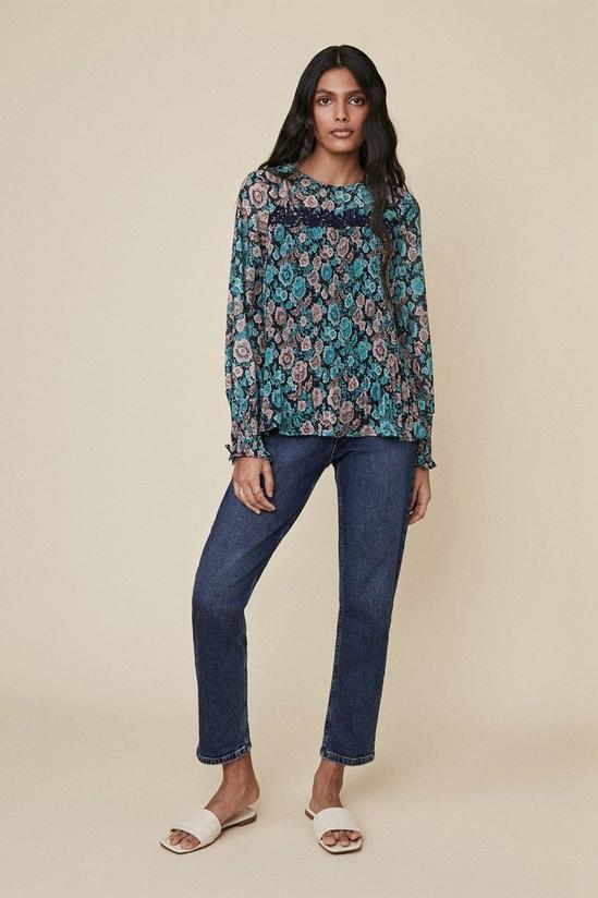 Oasis Floral Pleated Trim Detail Blouse 2