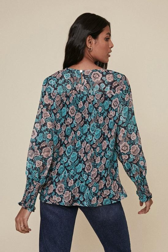 Oasis Floral Pleated Trim Detail Blouse 3