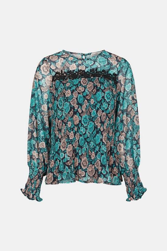Oasis Floral Pleated Trim Detail Blouse 4