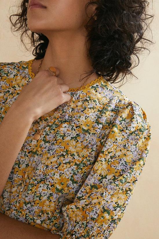 Oasis Floral Printed Puff Sleeve Midi Dress 4