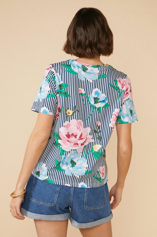 Oasis Floral Stripe Printed T Shirt 3