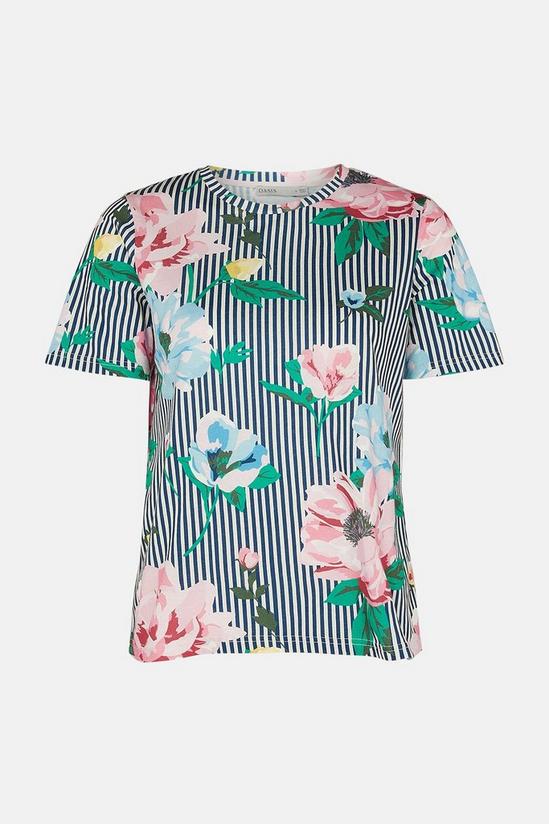 Oasis Floral Stripe Printed T Shirt 5