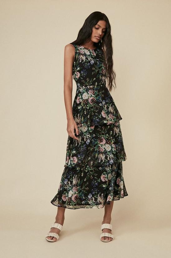 Oasis Floral Printed Layered Midi Dress 2