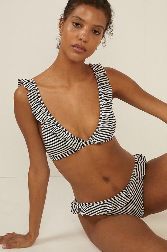 Oasis Stripy Frill Detail Bikini Bottom 2