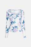 Oasis Floral Rib Ruffle Scoop Neck Top thumbnail 4
