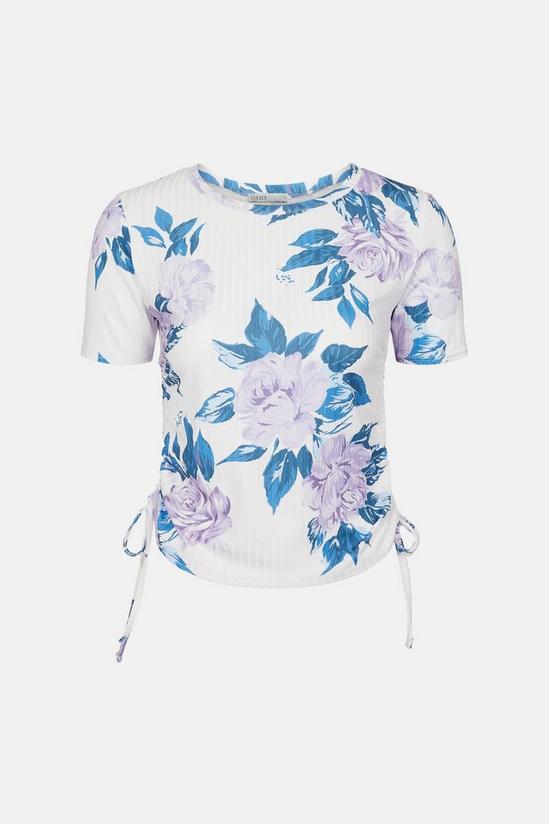 Oasis Floral Rib Ruched Side T Shirt 5