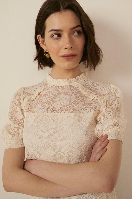 Oasis Lace Frill Puff Sleeve Top 4