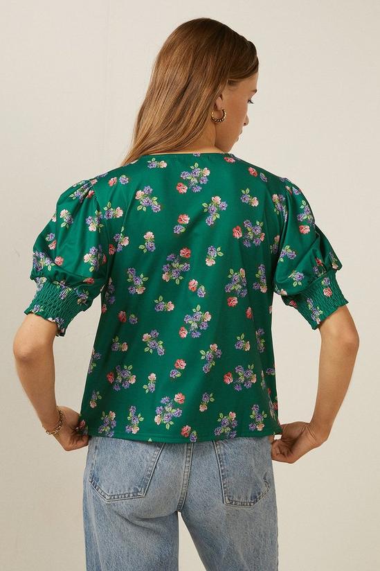 Oasis Floral Shirred Cuff Top 3