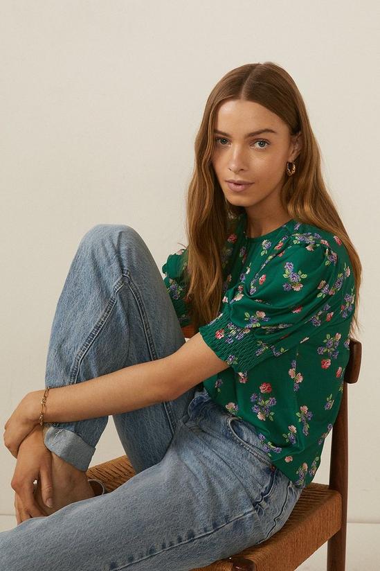 Oasis Floral Shirred Cuff Top 6