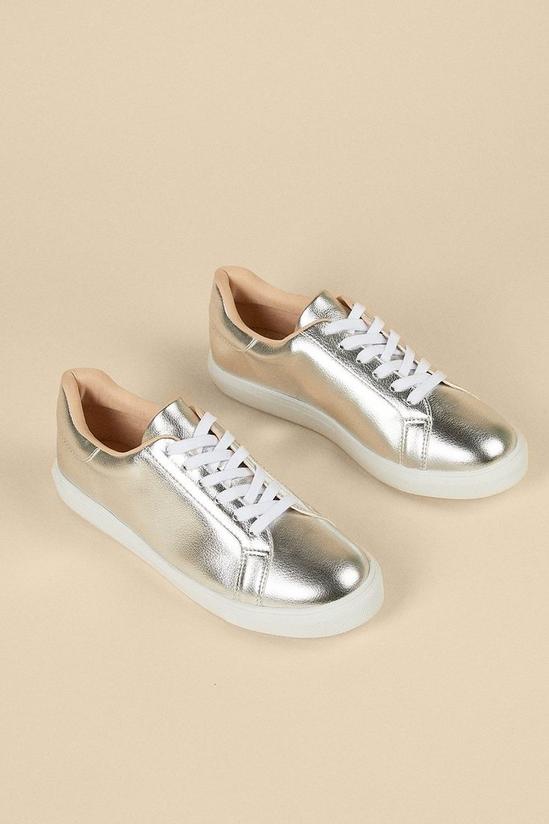 Oasis Metallic Lace Up Trainers 2