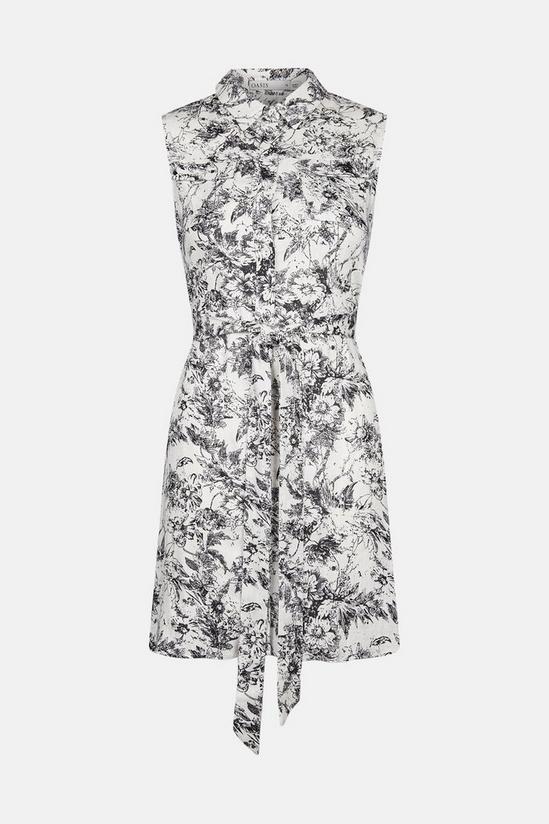 Oasis Printed Linen Mini Sleeveless Shirt Dress 5