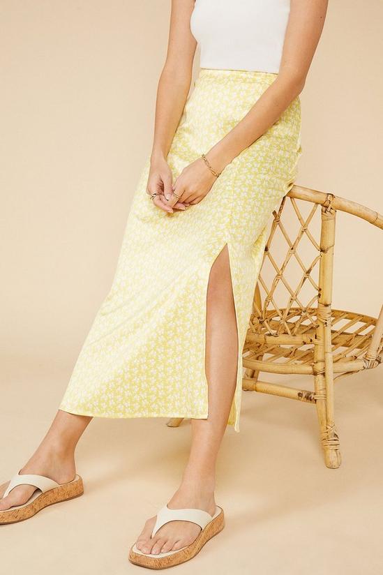 Oasis Yellow Floral Midi Skirt 2