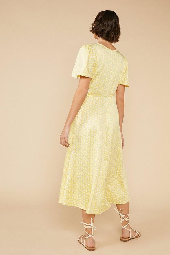 Oasis Yellow Floral Wrap Midi Dress 3
