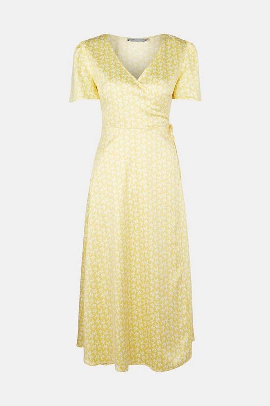 Oasis Yellow Floral Wrap Midi Dress 5