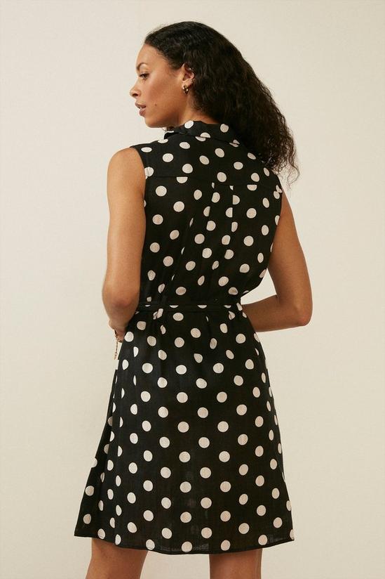 Oasis Spot Print Linen Mini Sleeveless Shirt Dress 3
