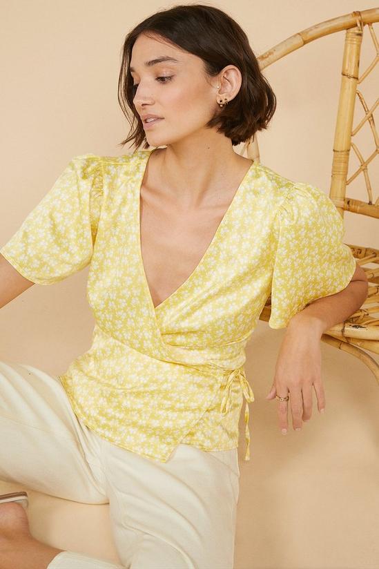 Oasis Yellow Floral Wrap Top 1