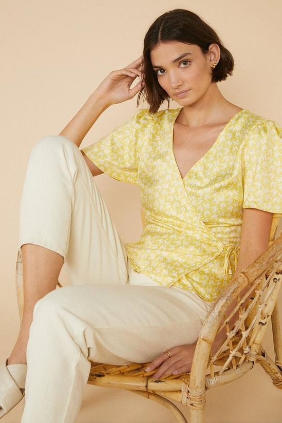 Oasis Yellow Floral Wrap Top 2