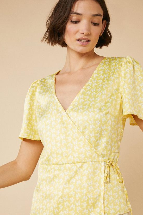Oasis Yellow Floral Wrap Top 4