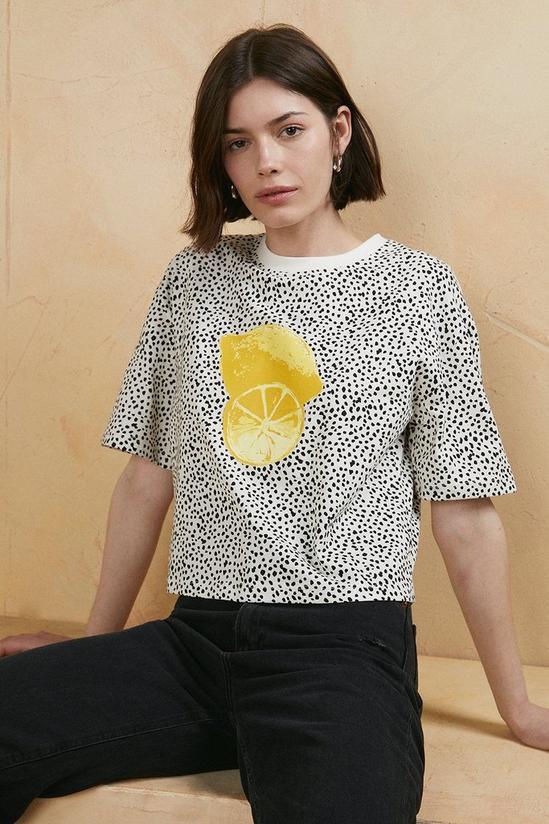 Oasis Cotton Lemon Printed T Shirt 2