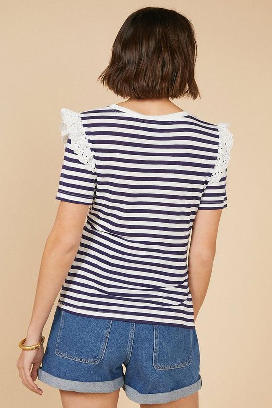 Oasis Stripe Broderie Shoulder T Shirt 3