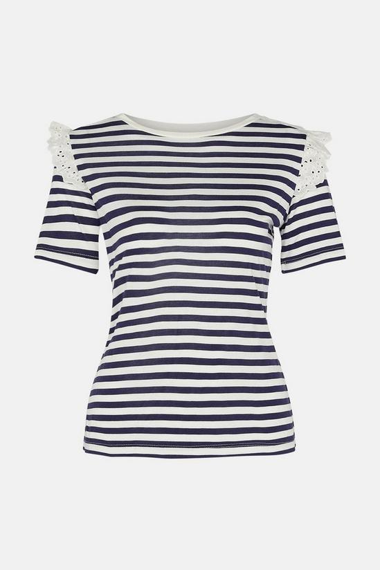 Oasis Stripe Broderie Shoulder T Shirt 5