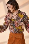 Oasis Printed Lace Up Detail Frill Blouse thumbnail 2