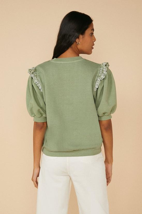 Oasis Broderie Frill Short Sleeve Sweatshirt 3