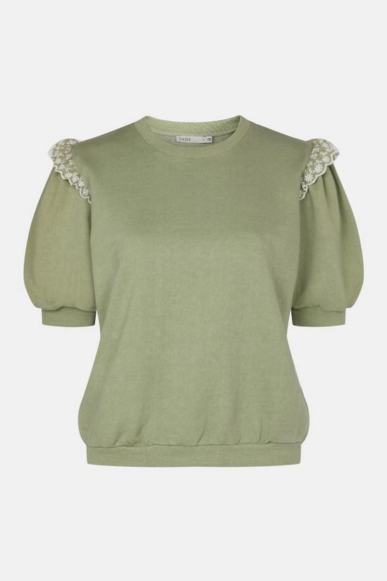 Oasis Broderie Frill Short Sleeve Sweatshirt 5