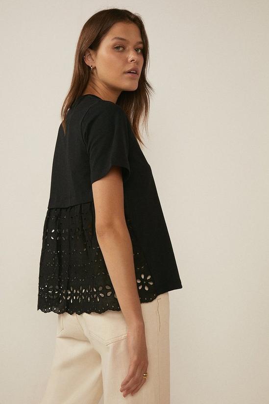 Oasis Broderie Mix Woven Back T Shirt 1