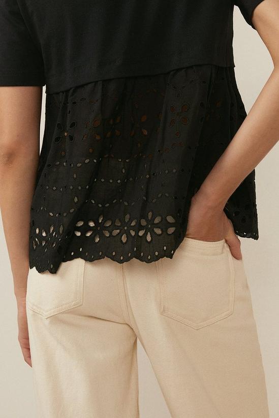 Oasis Broderie Mix Woven Back T Shirt 2